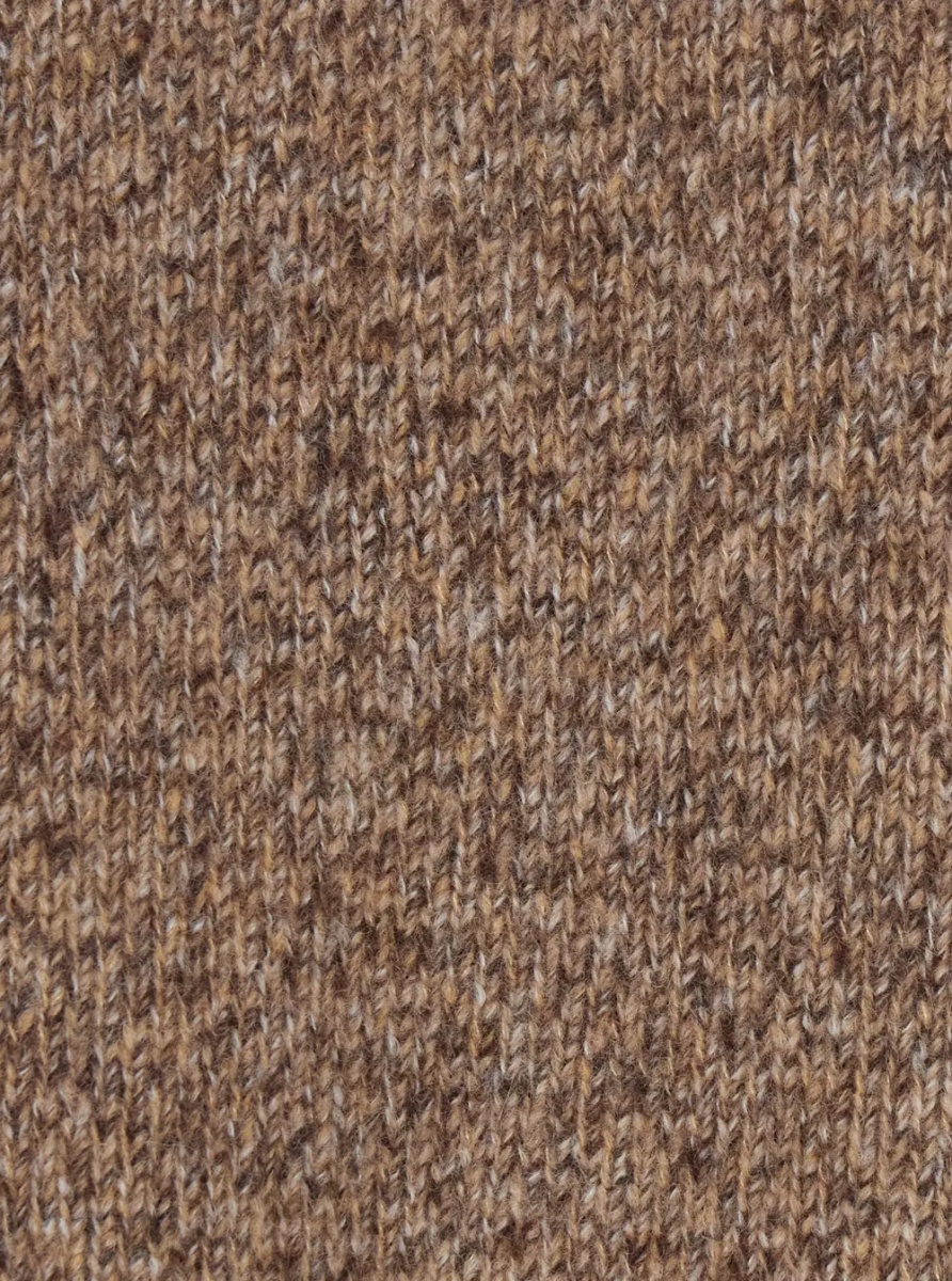 Pulover Sweater MARLED RELAXED FIT CREW NECK with round neck and long sleeves in cashmere brown unisex - Img 2