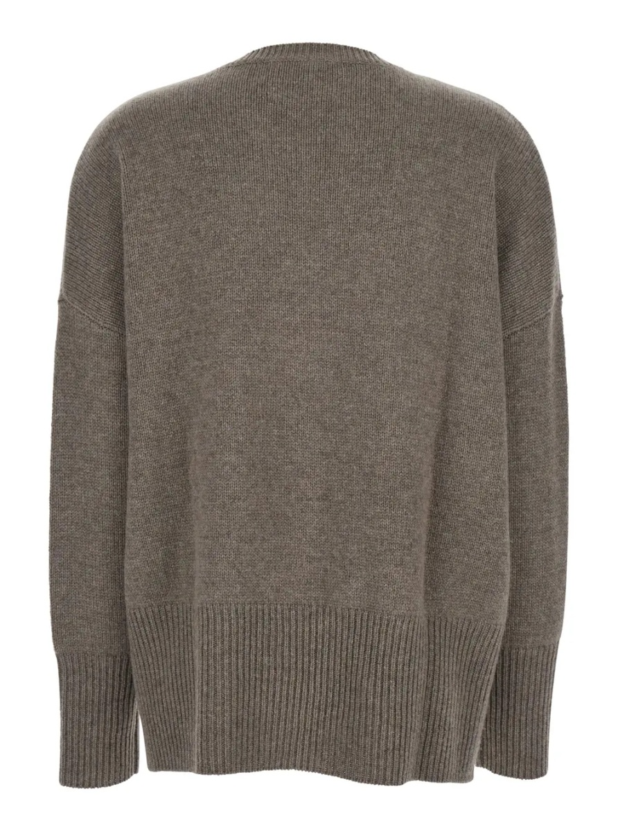 Pulover Sweater 'Mila' with Ribbed Finishes in Gray Cashmere Woman - Img 2
