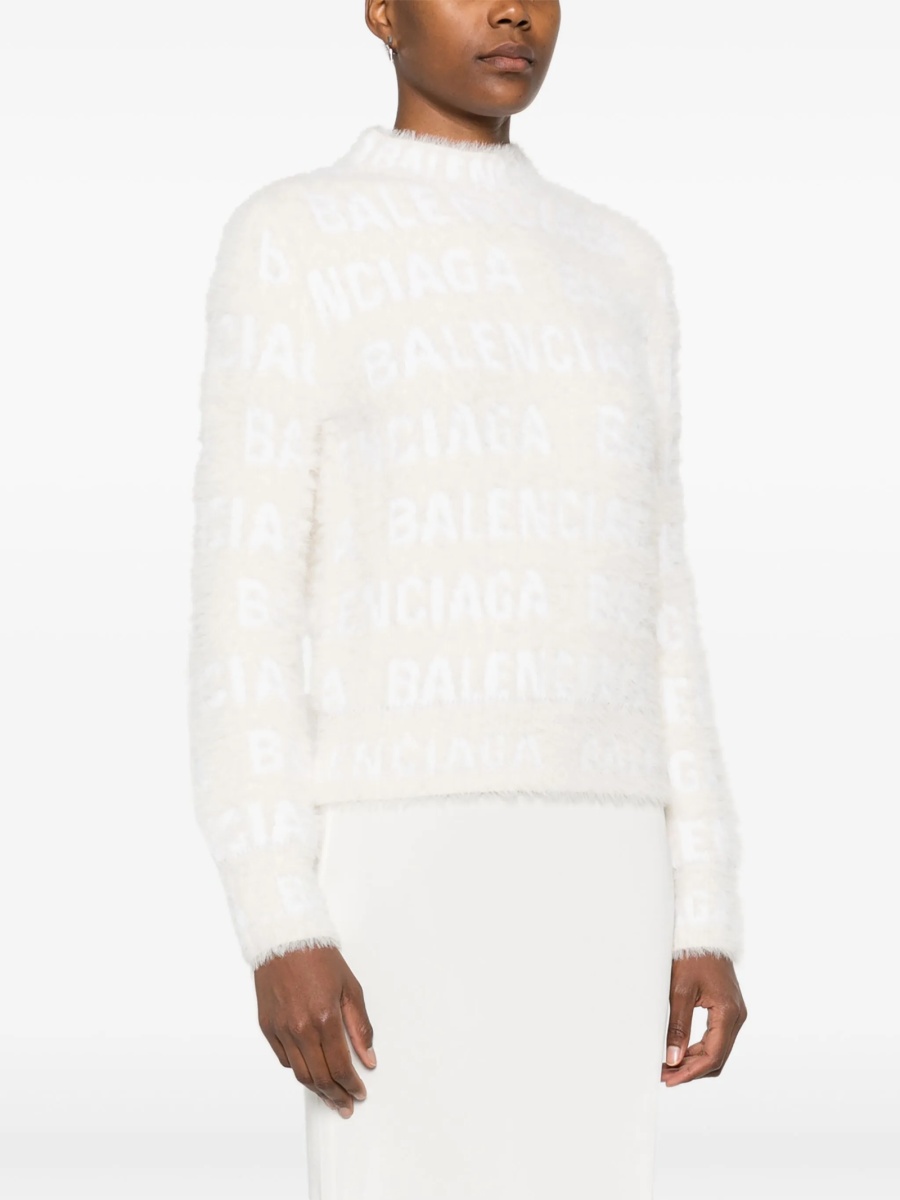 Pulover tricotat Balenciaga alb - Img 3