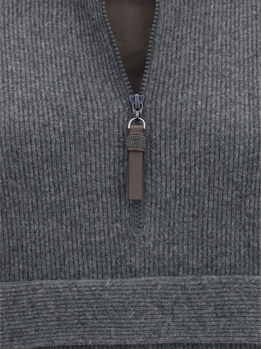 Pulover tricotat Brunello Cucinelli gri - Img 3