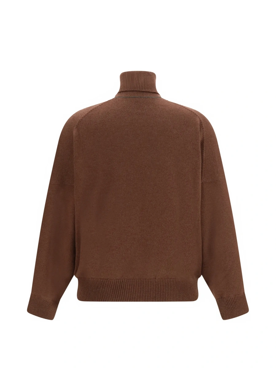 Pulover tricotat Brunello Cucinelli maro - Img 2