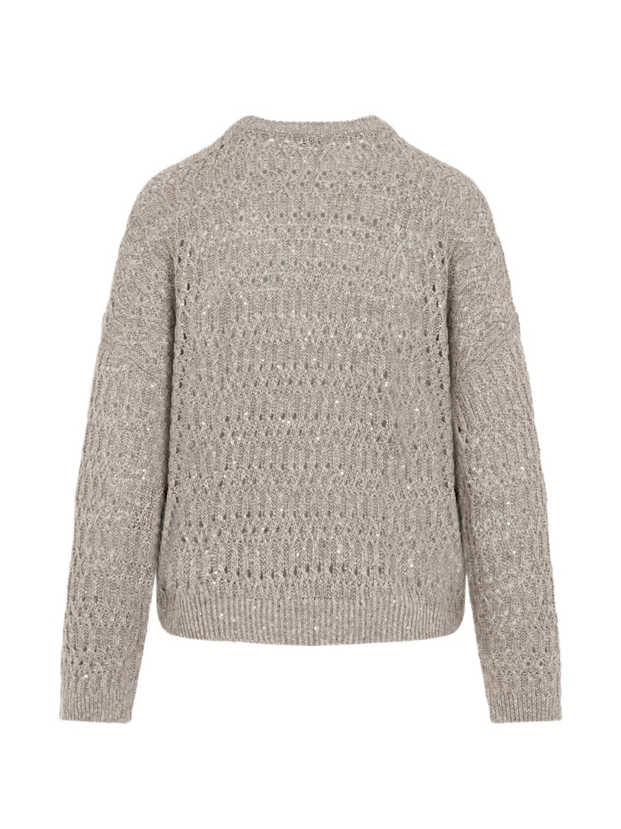 Pulover tricotat Brunello Cucinelli neutru - Img 2