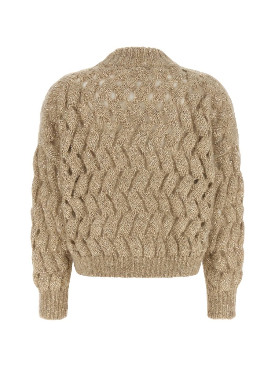 Pulover tricotat Brunello Cucinelli neutru - Img 2