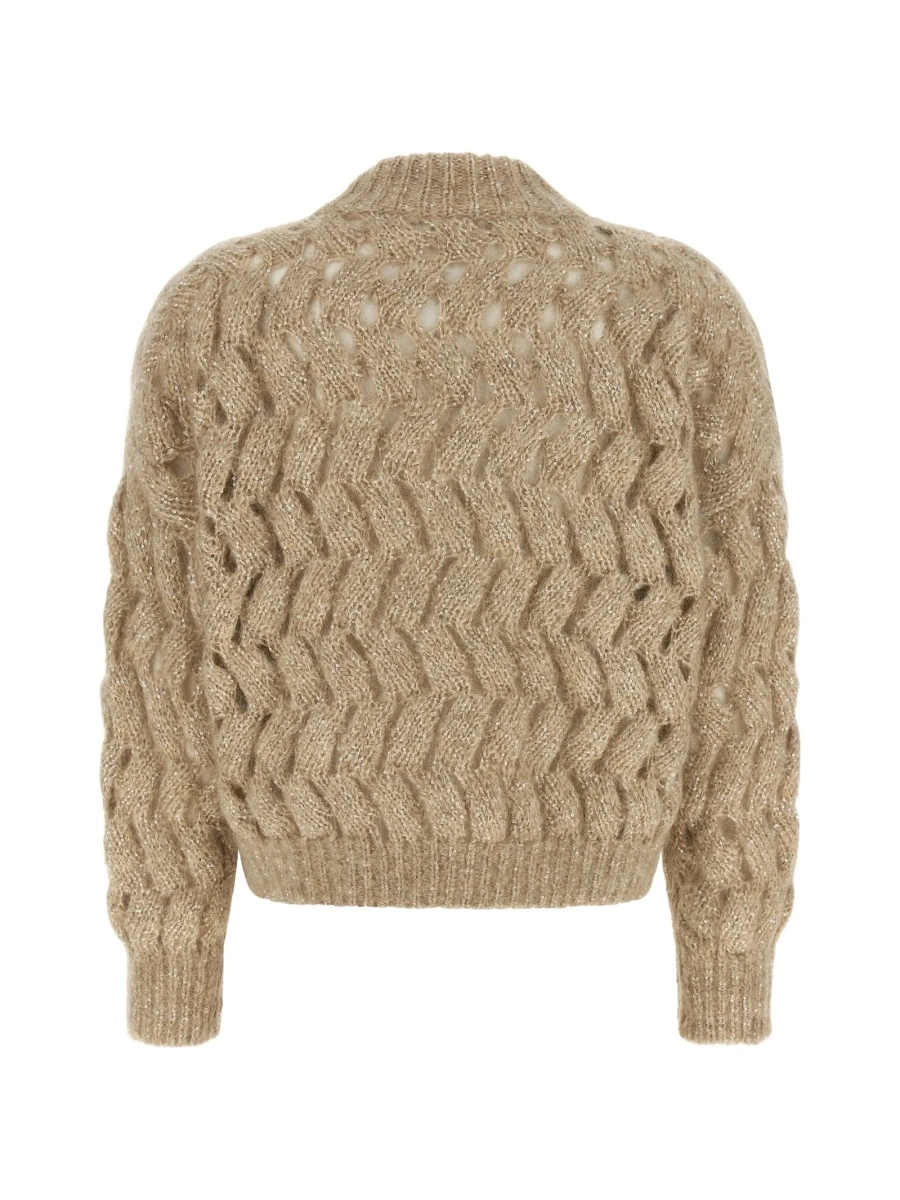 Pulover tricotat Brunello Cucinelli neutru - Img 2
