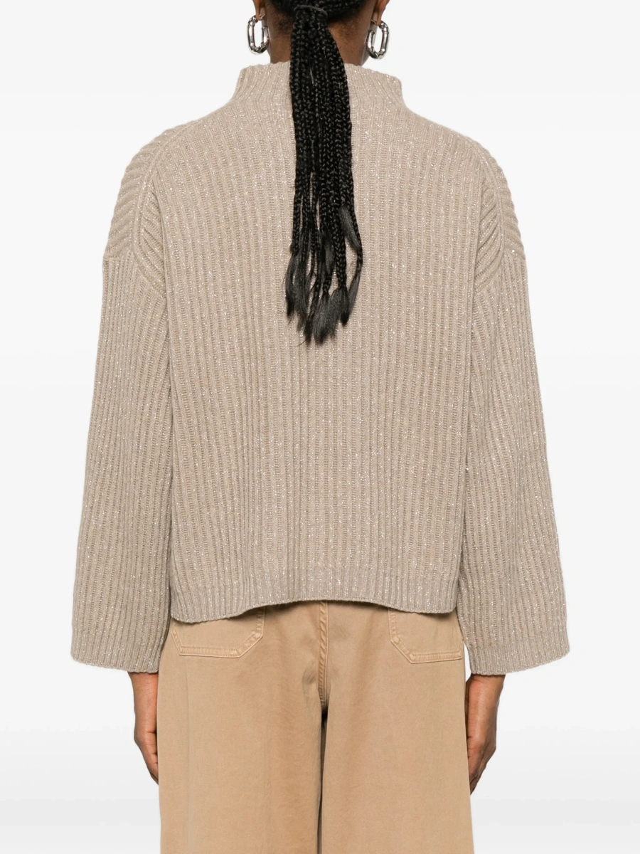Pulover tricotat Brunello Cucinelli neutru - Img 4