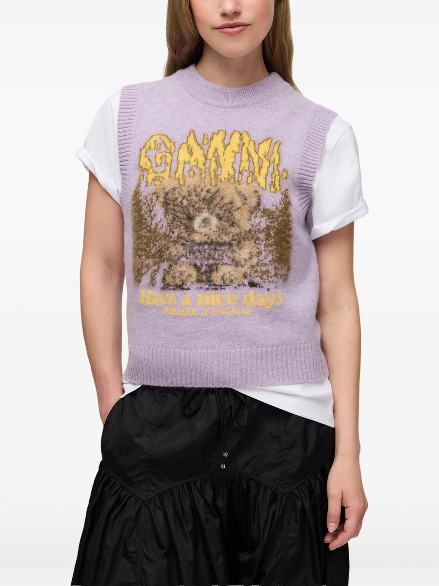 Pulover tricotat Ganni violet - Img 3