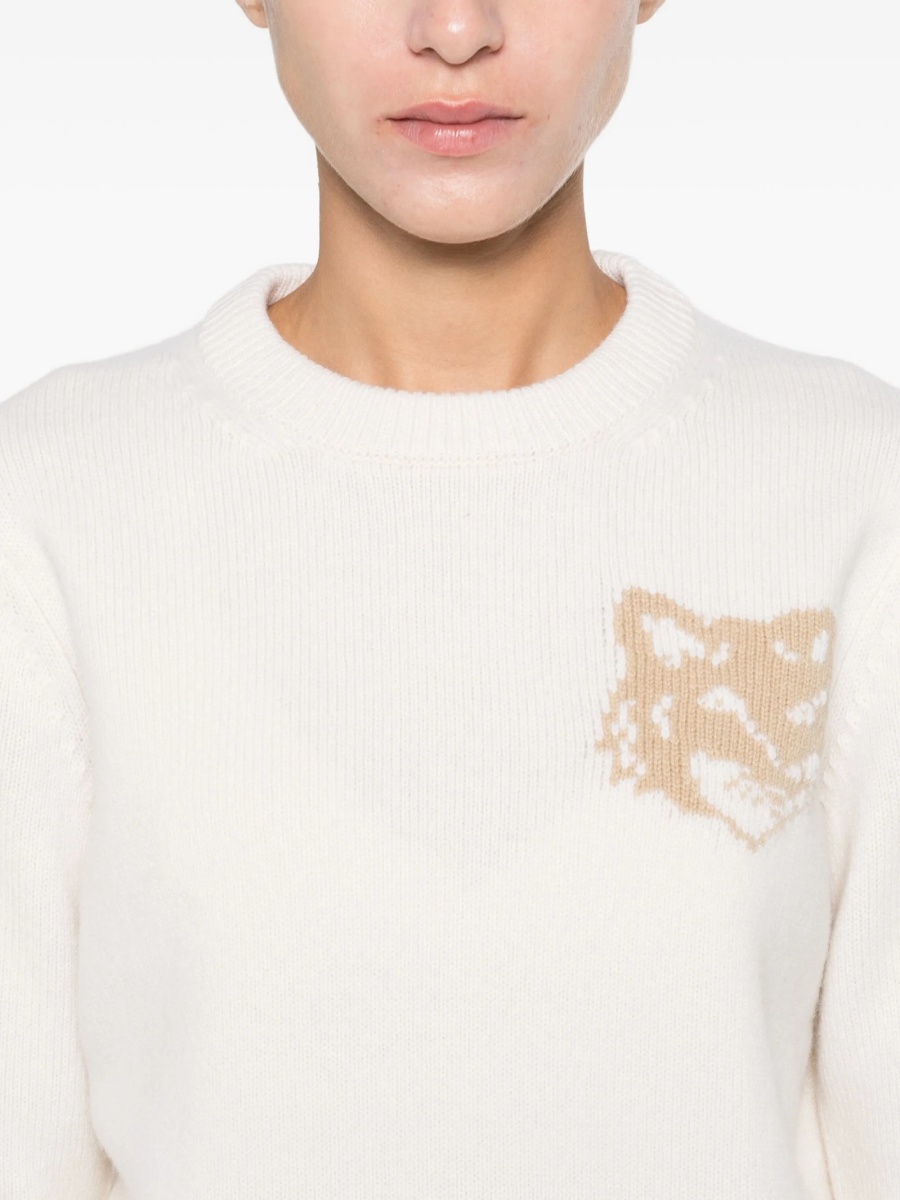 Pulover tricotat MAISON KITSUNÉ alb - Img 5
