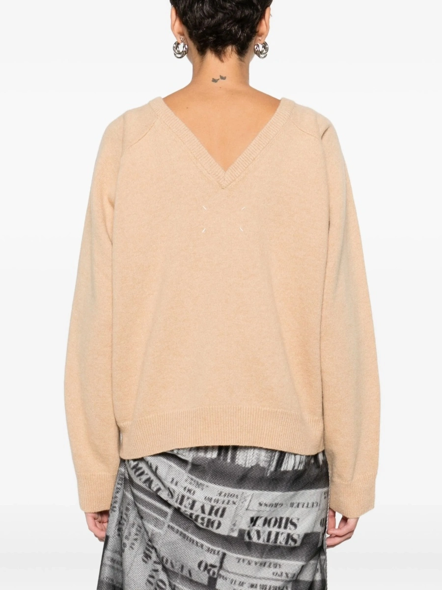 Pulover tricotat Maison Margiela neutru - Img 4