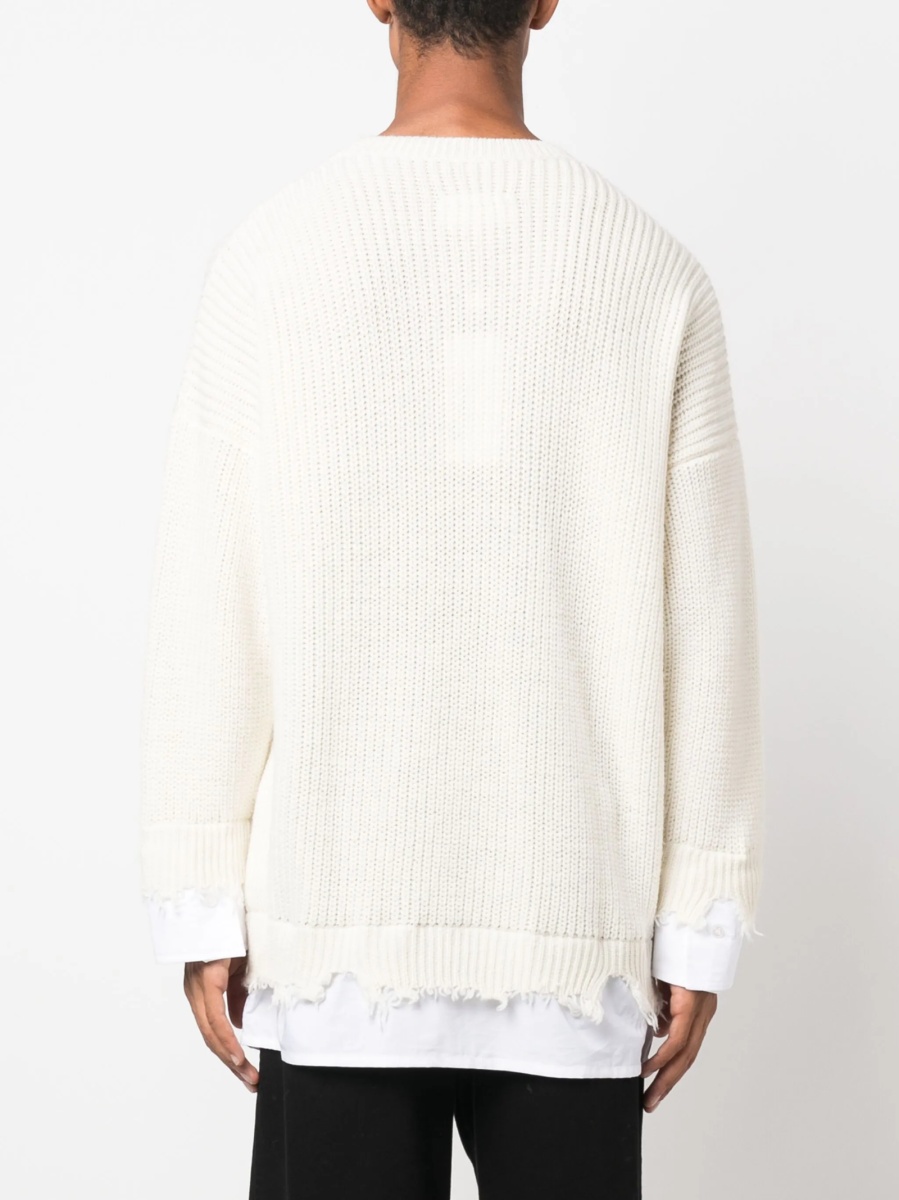 Pulover tricotat MM6 Maison Margiela alb - Img 4