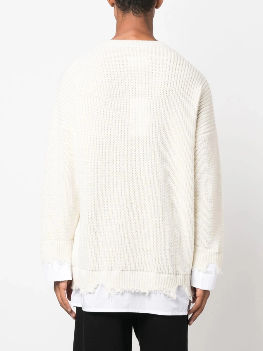 Pulover tricotat MM6 Maison Margiela alb - Img 4