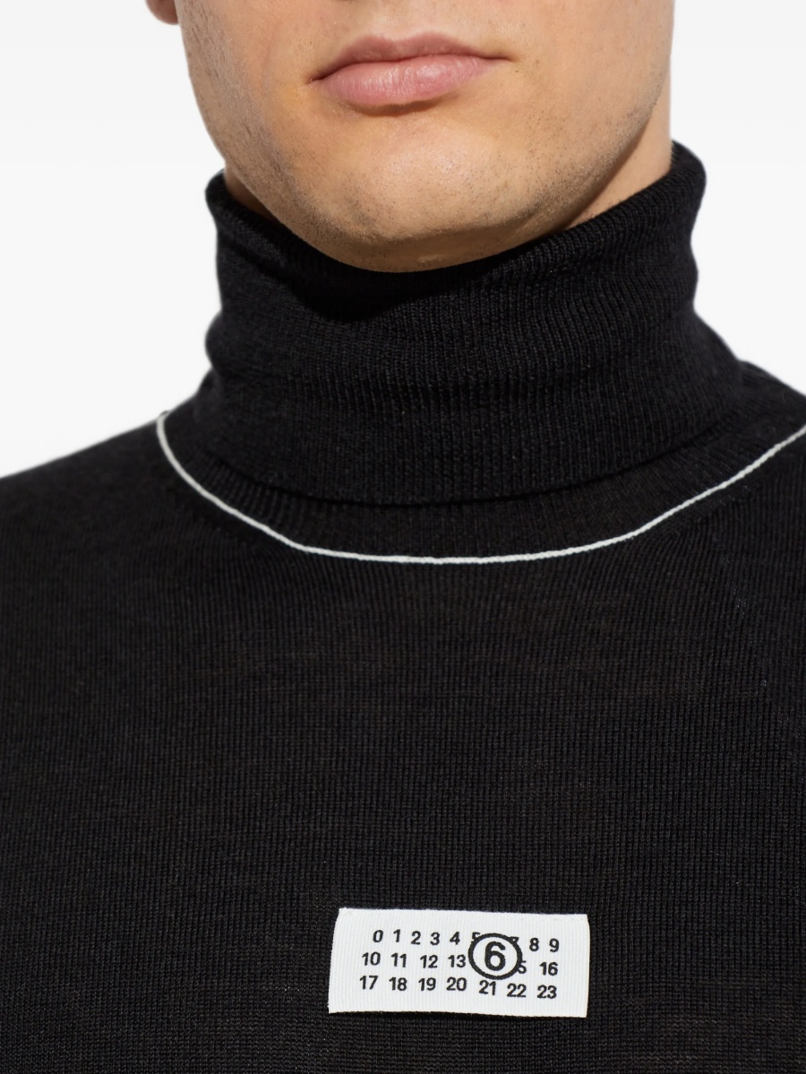 Pulover tricotat MM6 Maison Margiela negru - Img 5
