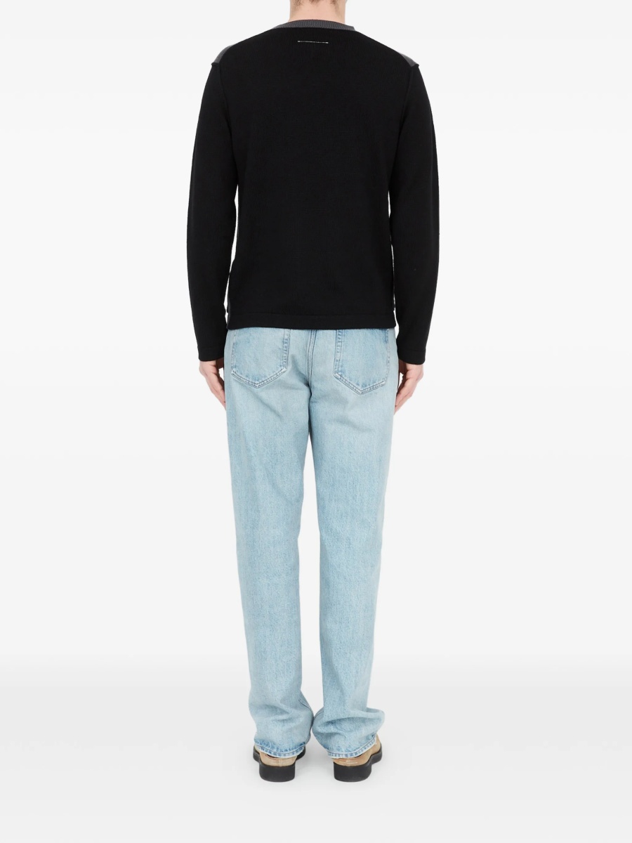 Pulover tricotat MM6 Maison Margiela negru - Img 5