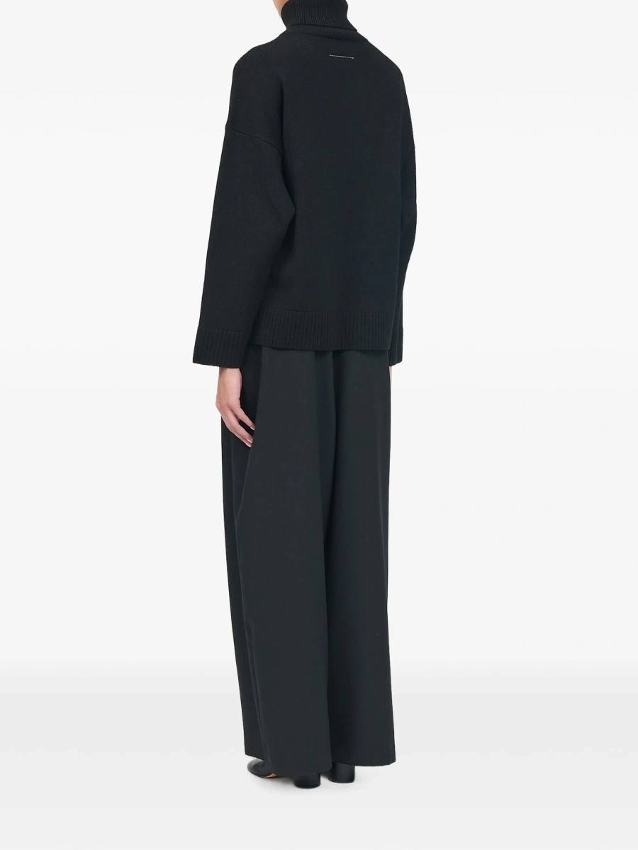 Pulover tricotat MM6 Maison Margiela negru - Img 5