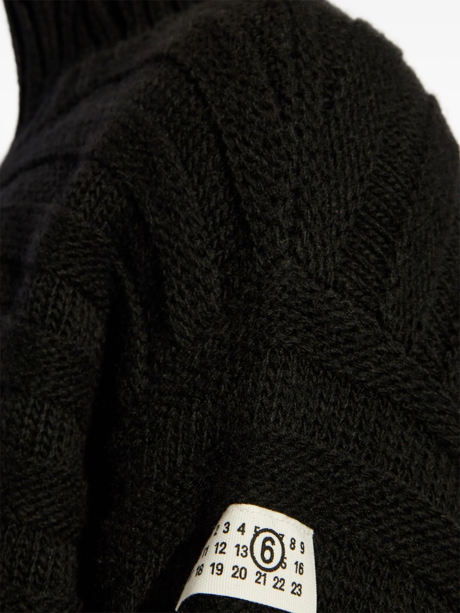 Pulover tricotat MM6 Maison Margiela negru - Img 5