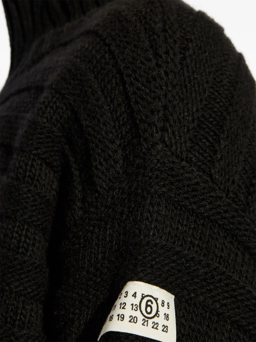 Pulover tricotat MM6 Maison Margiela negru - Img 5