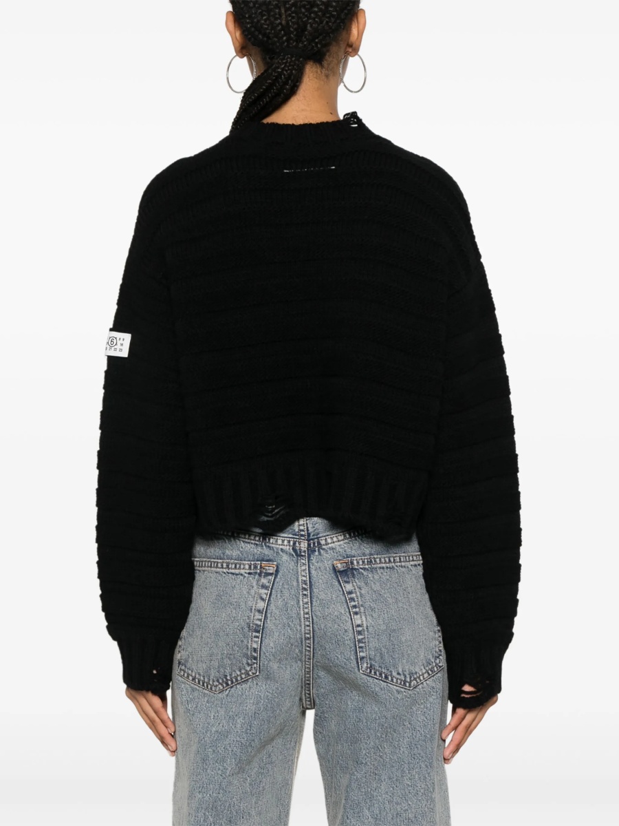 Pulover tricotat MM6 Maison Margiela negru - Img 4