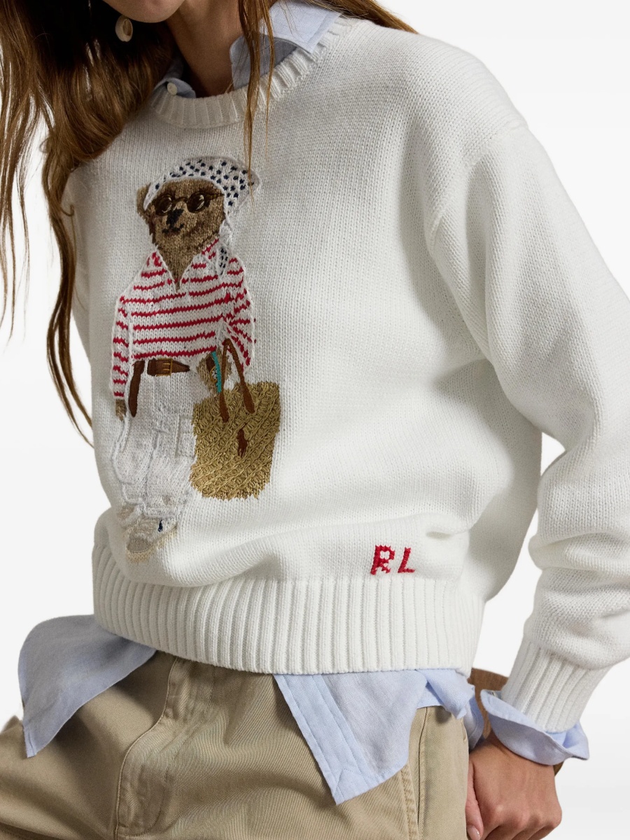 Pulover tricotat Ralph Lauren POLO BEAR alb - Img 5
