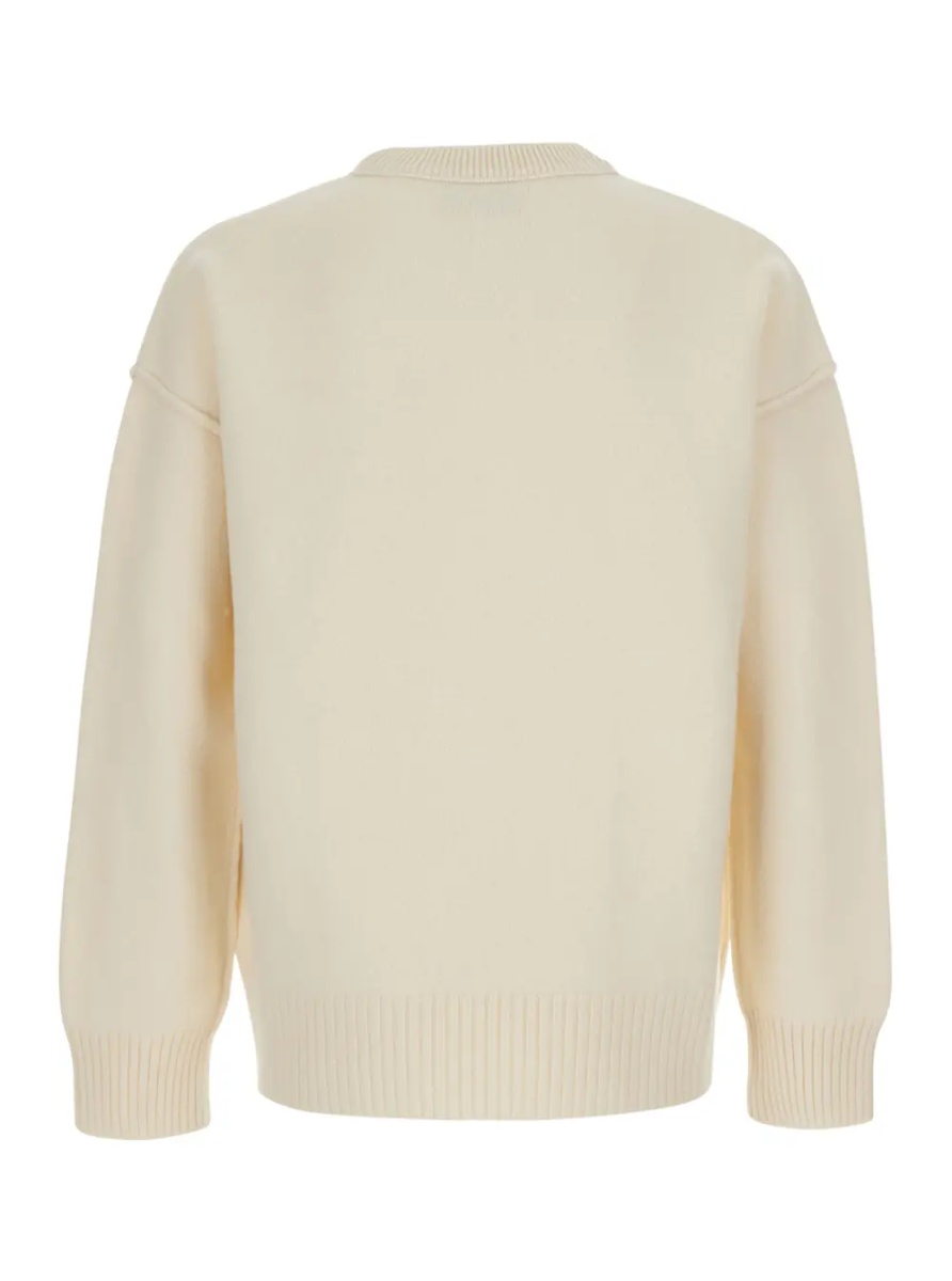 Pulover White Crewneck Sweater with ADC Embroidery on the Front in Wool for Men - Img 2