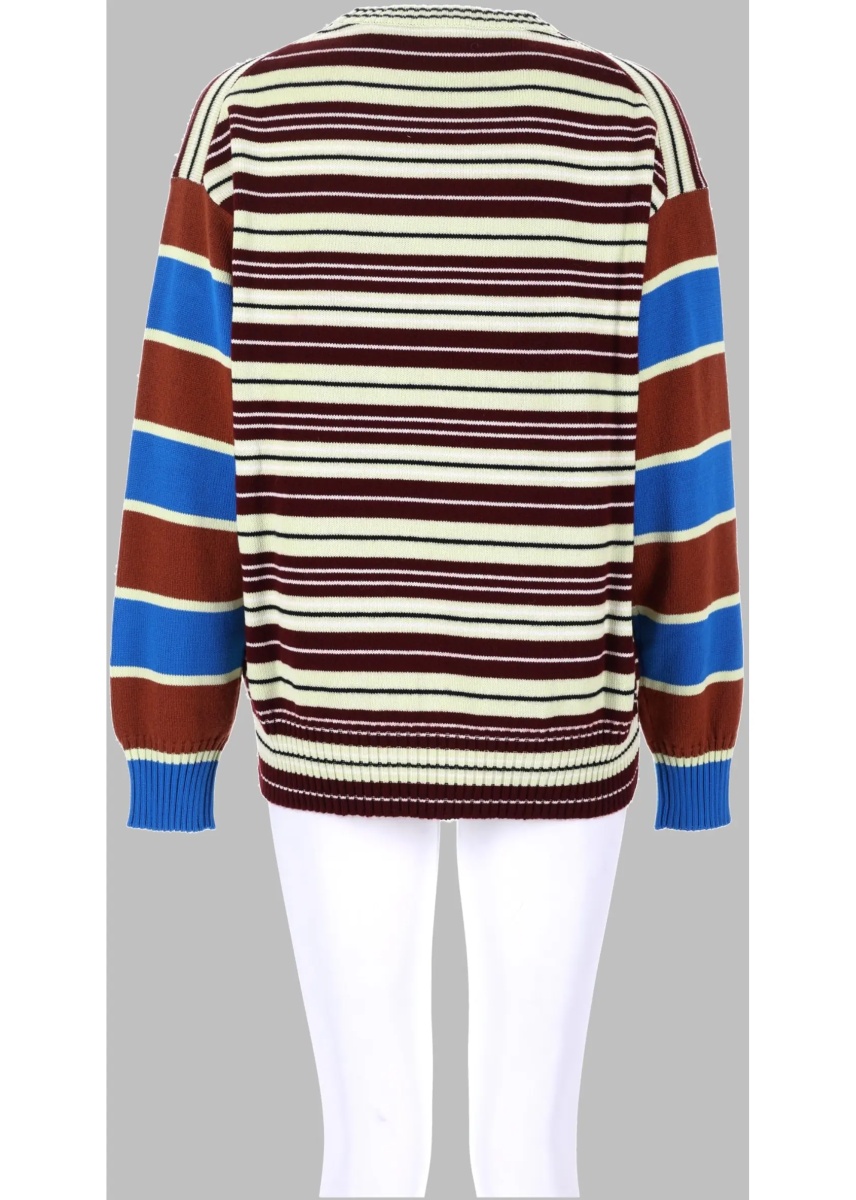 Pulovere Maglia In Lana E Cotone A Righe - Img 2