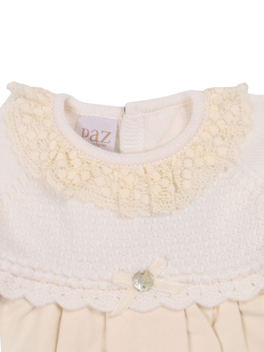 Rochie casual Paz Rodriguez alba din lana si bumbac - Img 3