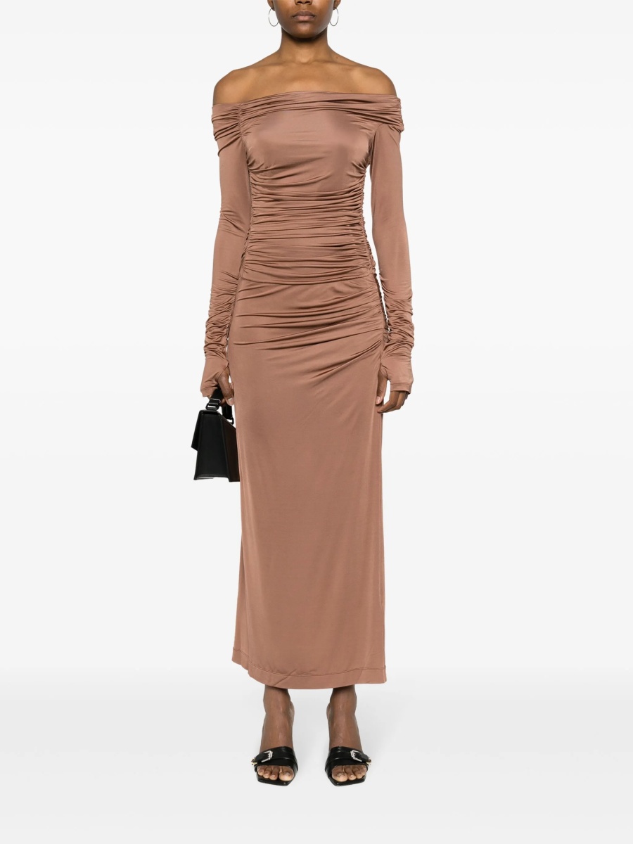 Rochie de ocazie HELMUT LANG maro din vascoza si spandex/elastan - Img 2