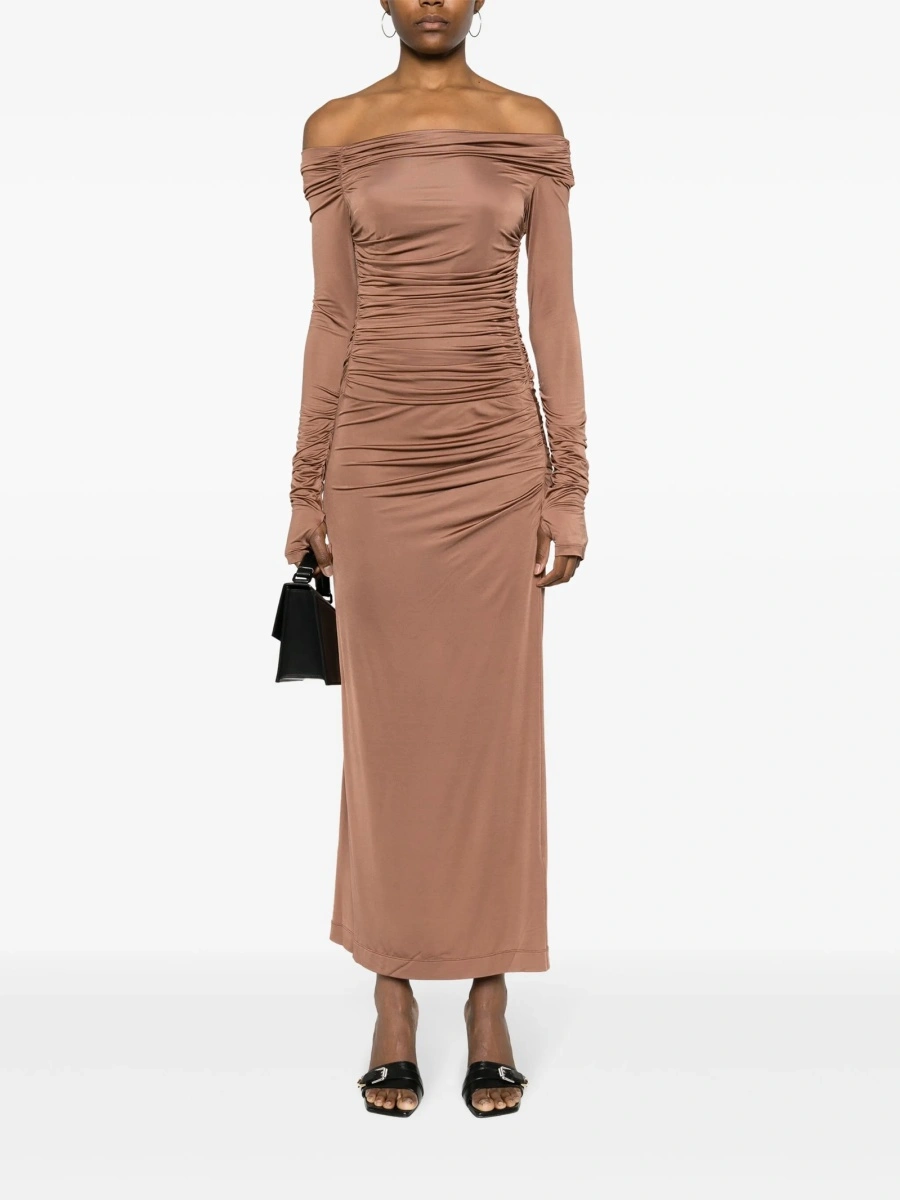 Rochie de ocazie HELMUT LANG maro din vascoza si spandex/elastan - Img 2