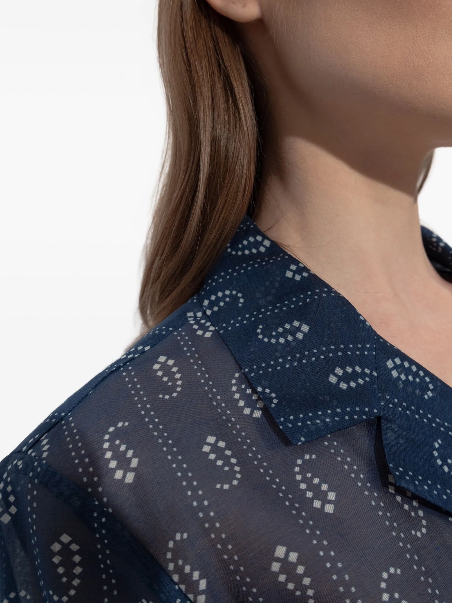 Rochie de plaja Tory Burch albastra din matase si bumbac - Img 5