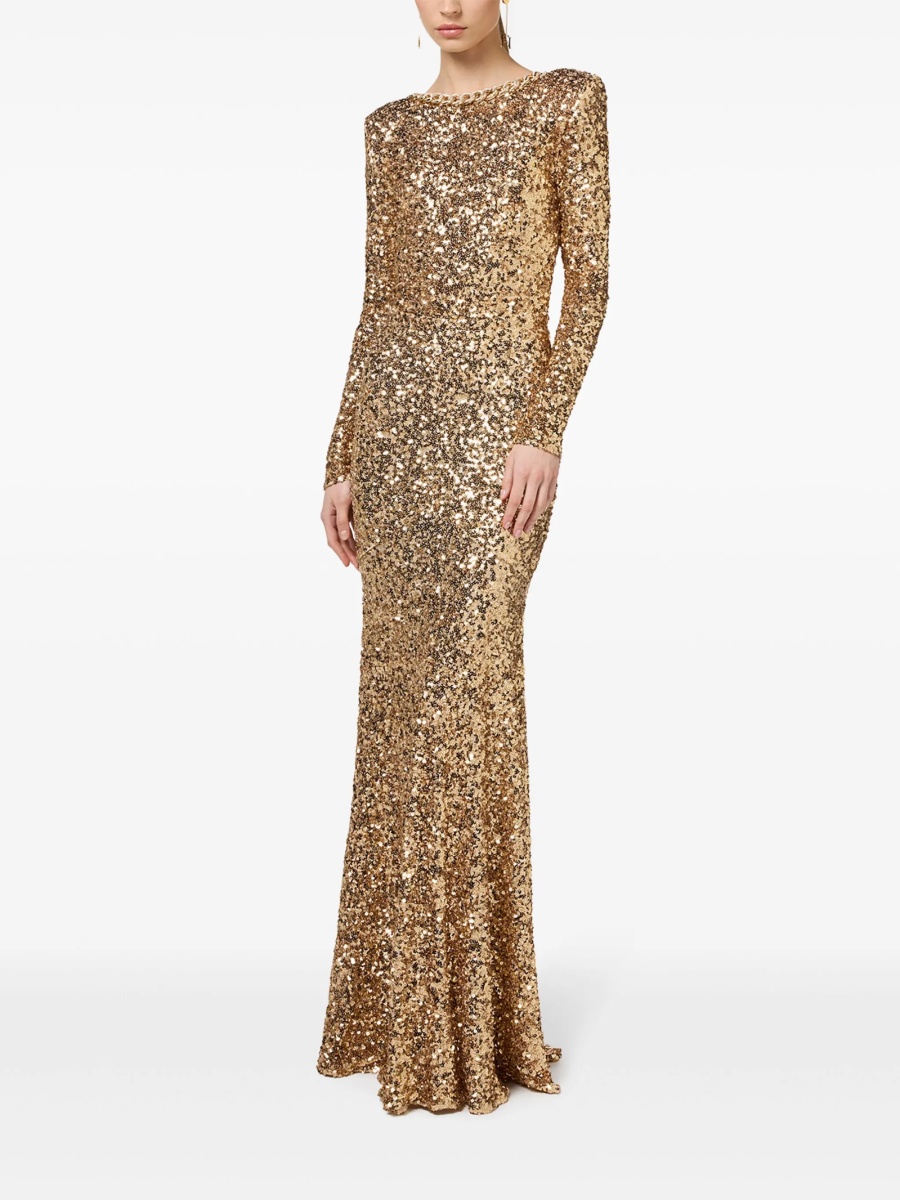 Rochie de seara Elisabetta Franchi aurie din polyester si elastan - Img 2