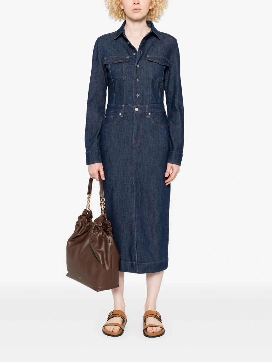 Rochie de zi 7 For All Mankind albastra - Img 2