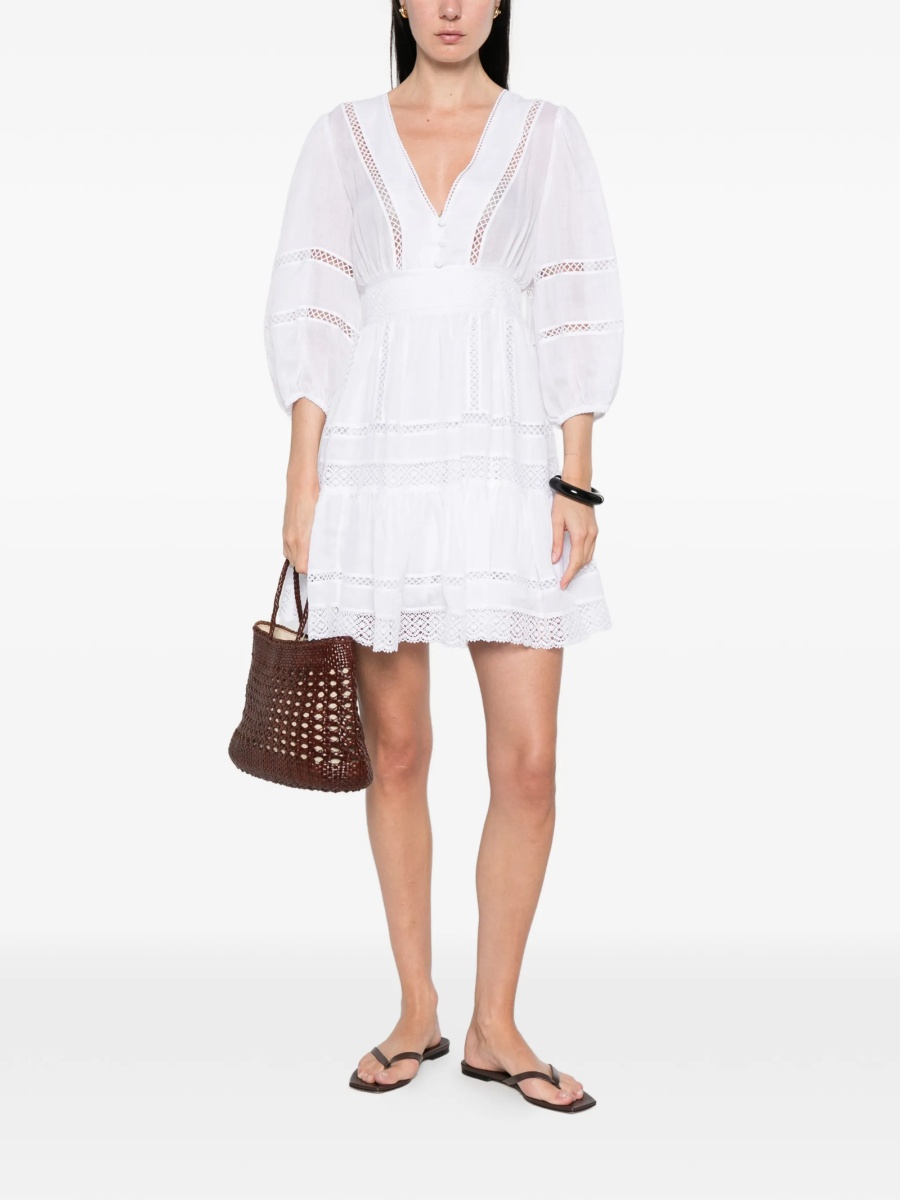 Rochie de zi Ermanno Scervino alba din bumbac si ramie - Img 2