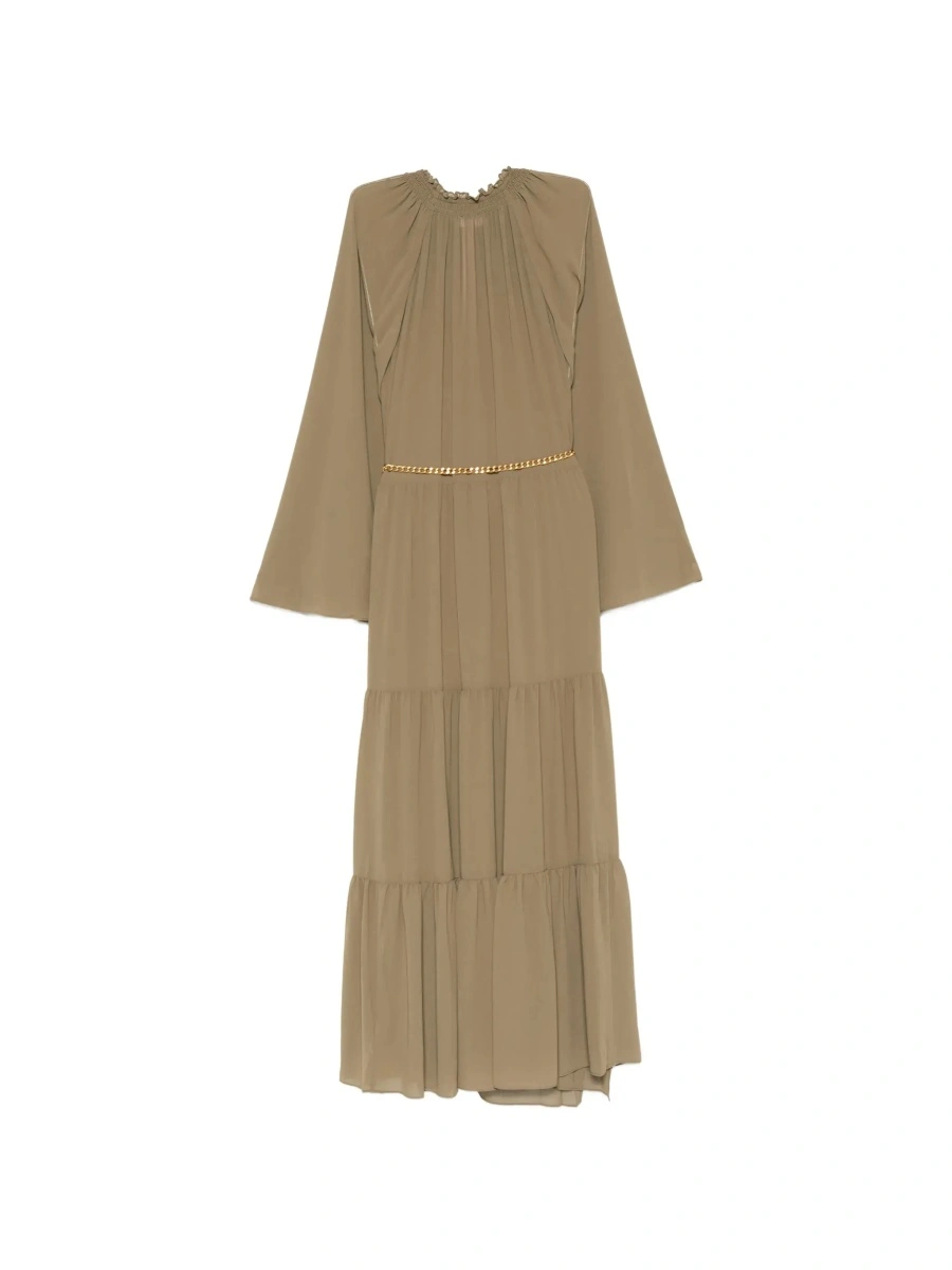Rochie lunga Michael Kors verde din vascoza - Img 4