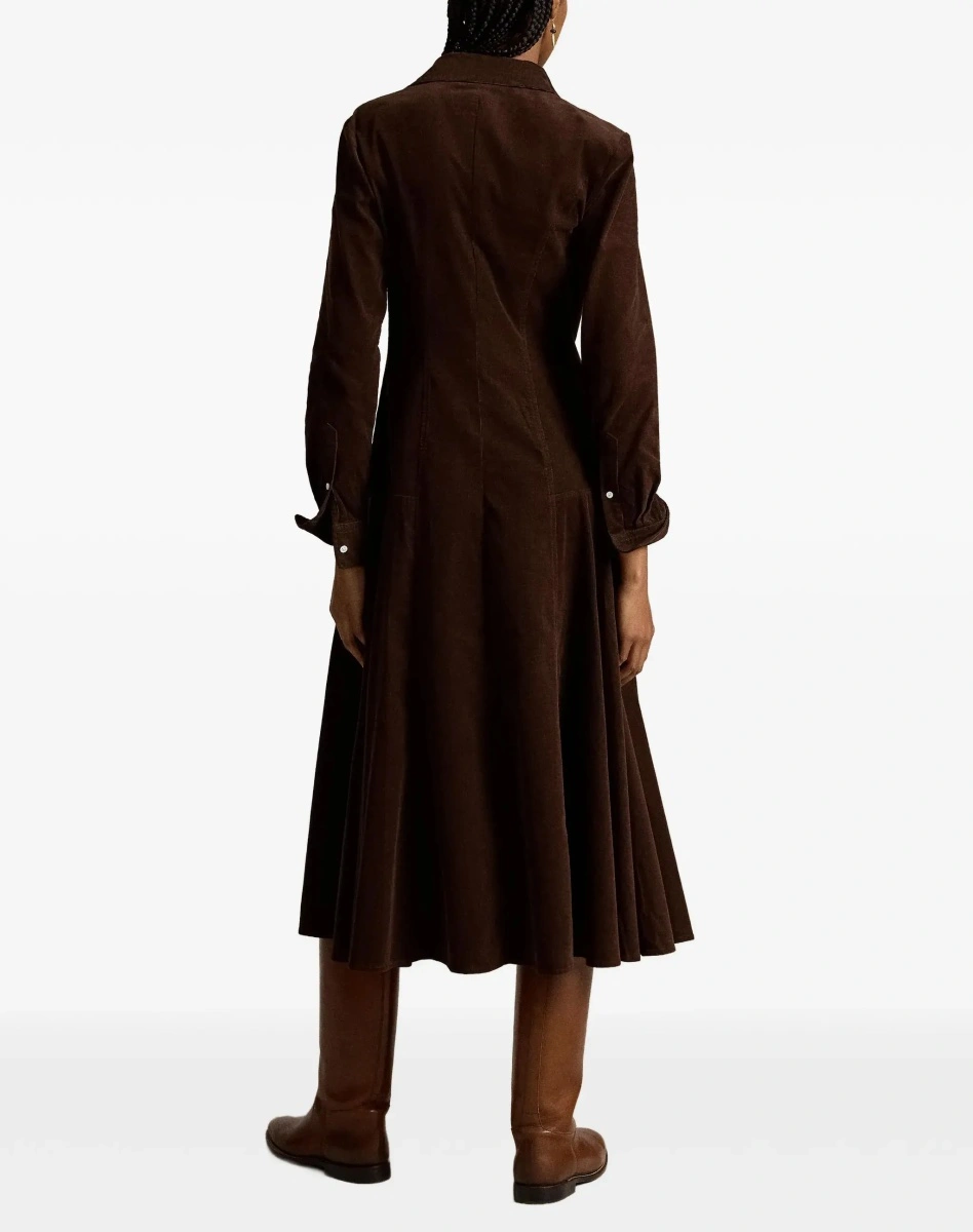 Rochie lunga Ralph Lauren maro din catifea reiata - Img 6
