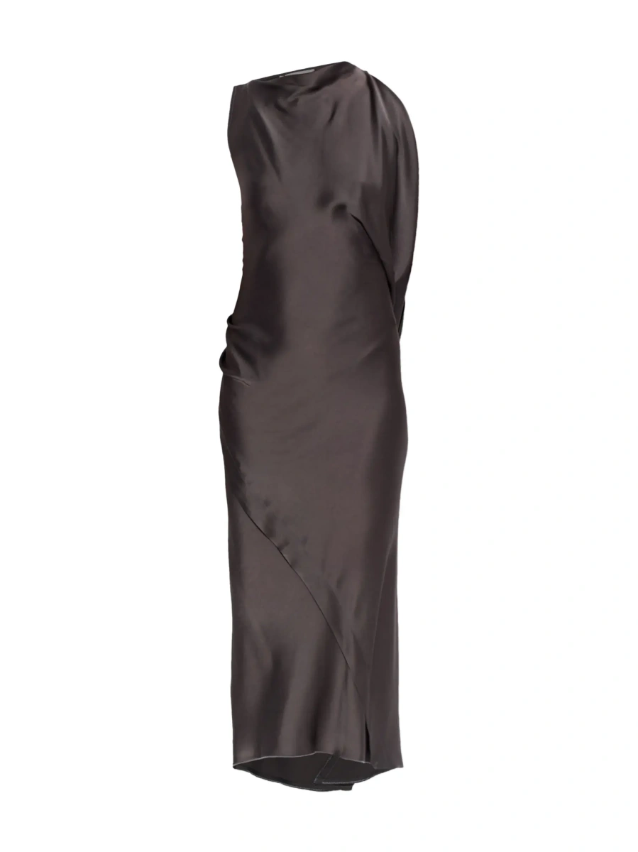 Rochie lunga Victoria Beckham gri din acetat si vascoza - Img 8