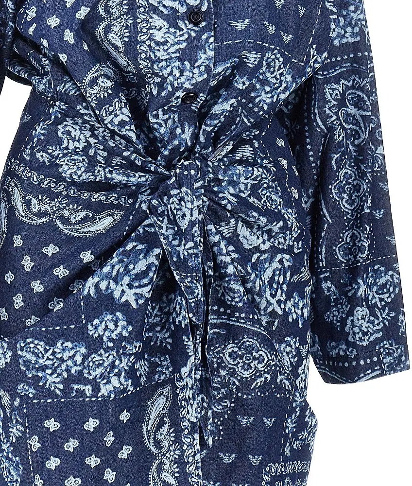 Rochii Bandana print chambray mini dress - Img 2