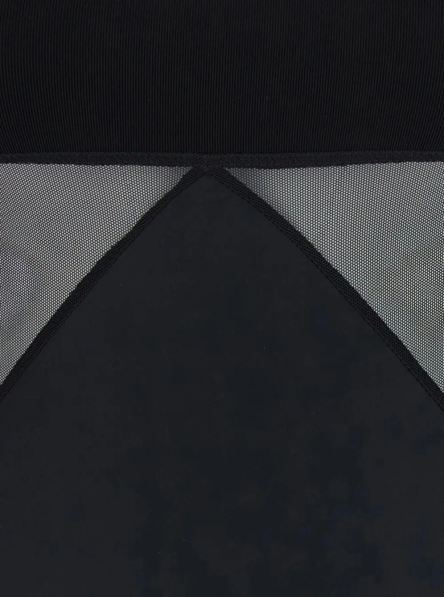 Rochii Black Long dress with Boat neckline and geometric seams in wool for women - Img 3