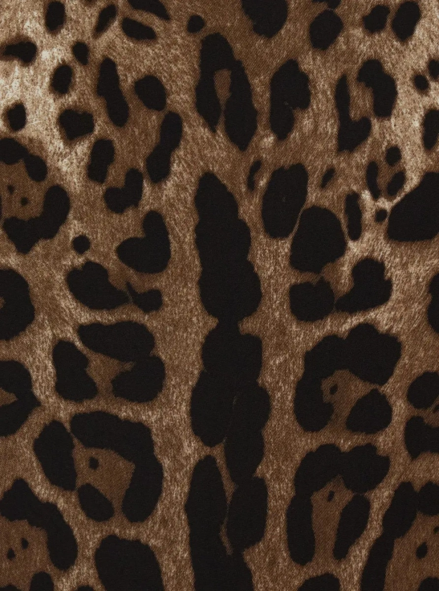 Rochii Brown Midi Dress with Square Neckline and All-Over Leopard Motif in Stretch Viscose for Women - Img 3