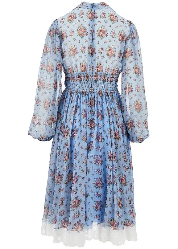 Rochii Bunch of flowers print chiffon midi dress - Img 3