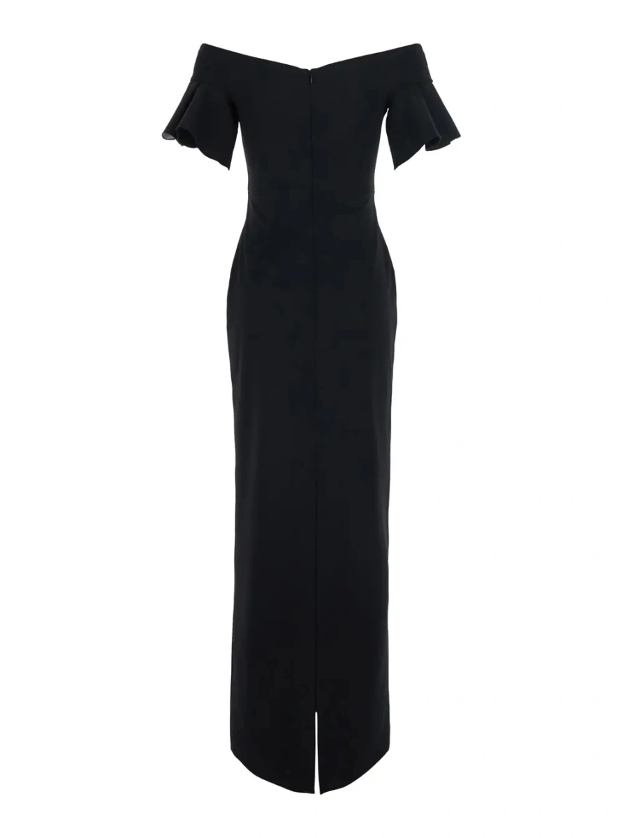 Rochii 'Cielo' Black Long Dress with Off-shoulder and Hidden Zip Closure at the Back in Tech Fabric Women - Img 2