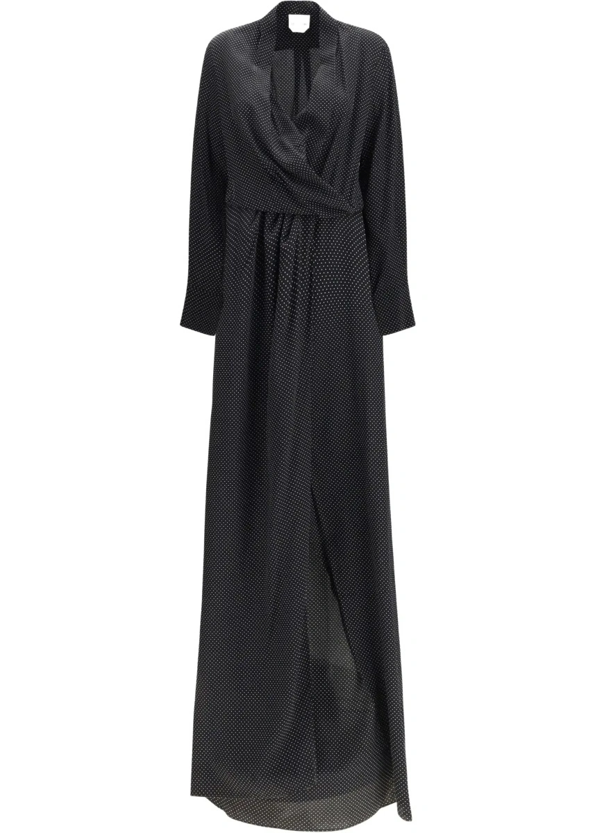 Rochii Criss Cross polka-dot silk crepe de chine long Dress - Img 6