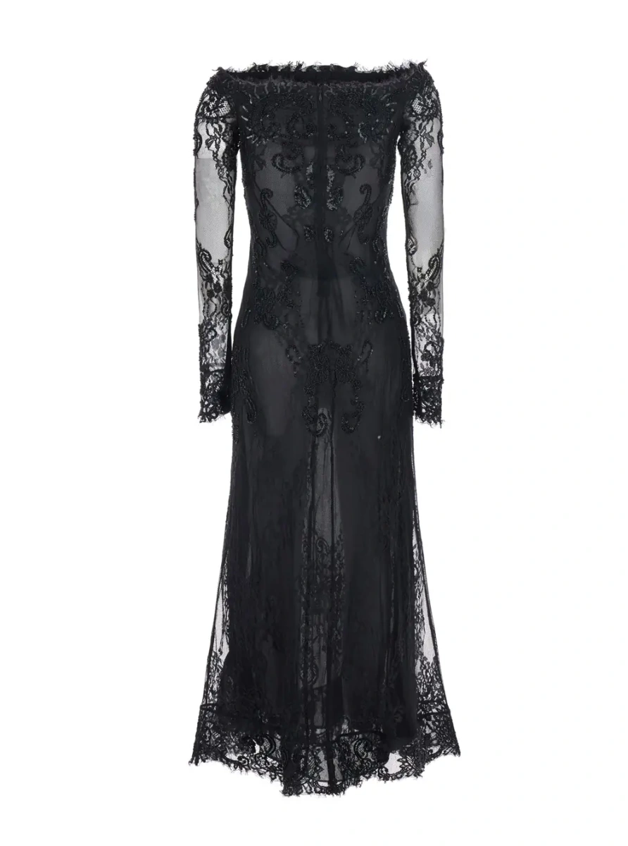 Rochii DRESS with collar and long sleeves in Tech Fabric Black women - Img 2