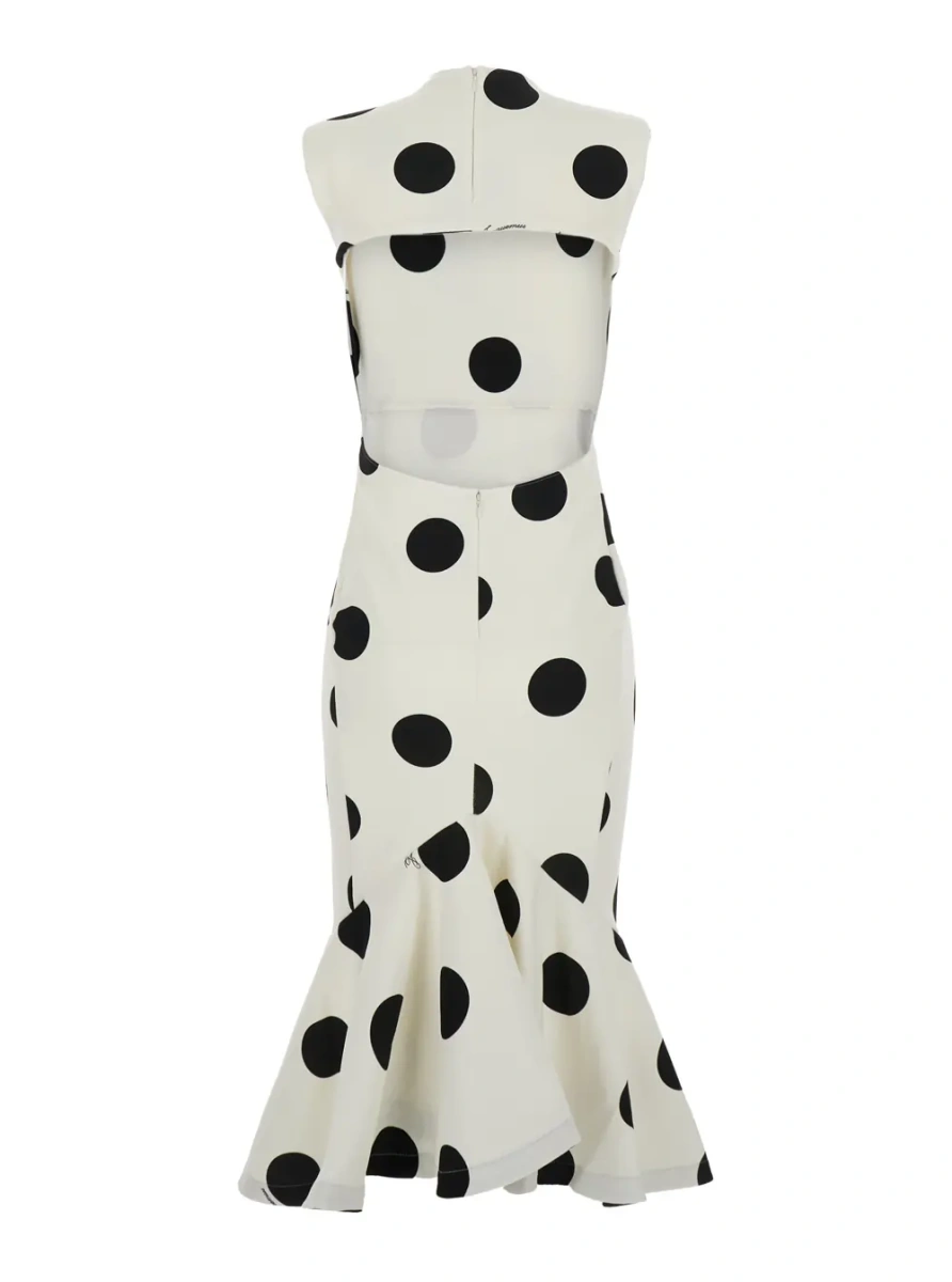 Rochii LA ROBE PALMIER POIS is a long dress with long sleeves and a V-neck in Viscose, Polyamide and Elastane in Off-White for women - Img 2