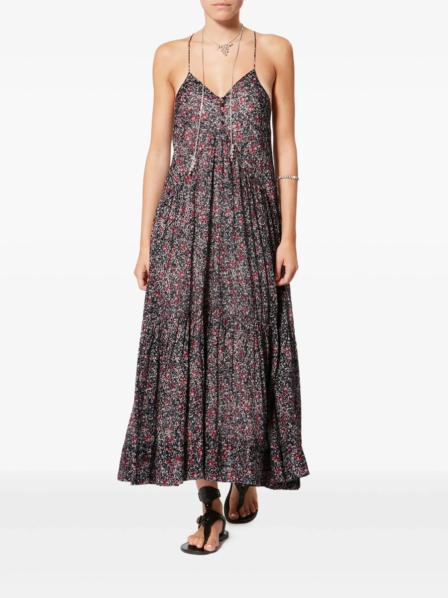 Rochii Long Dress 'Sabba' with Straps and All-Over Multicolor Cotton Motif for Women - Img 4