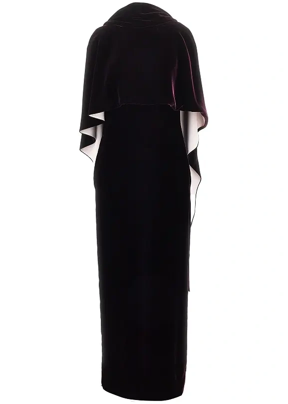 Rochii Long velvet dress with cape detail - Img 3