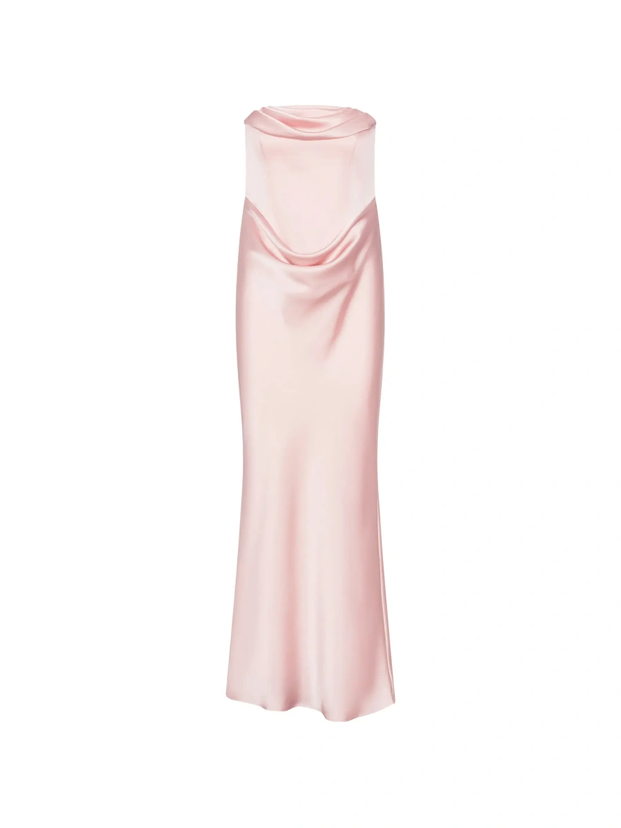 Rochii Pink Long sleeveless dress with draping in Tech Fabric for woman - Img 8