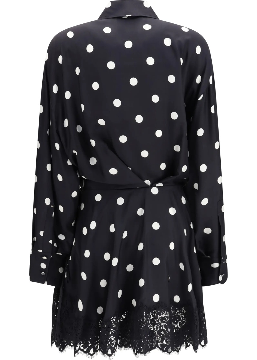 Rochii Polka dot lace Dress with drawstring - Img 2