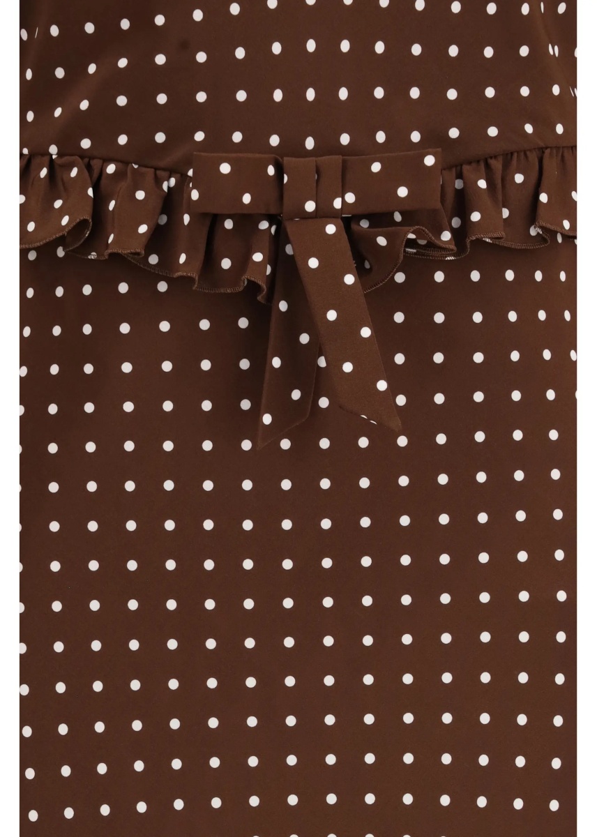 Rochii Polka Dot Silk Crêpe de Chine Midi Dress with bow - Img 3