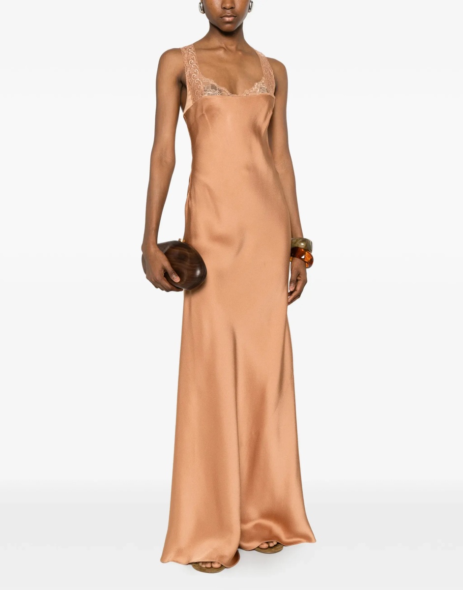 Rochii satin maxi Dress with lace trims - Img 4