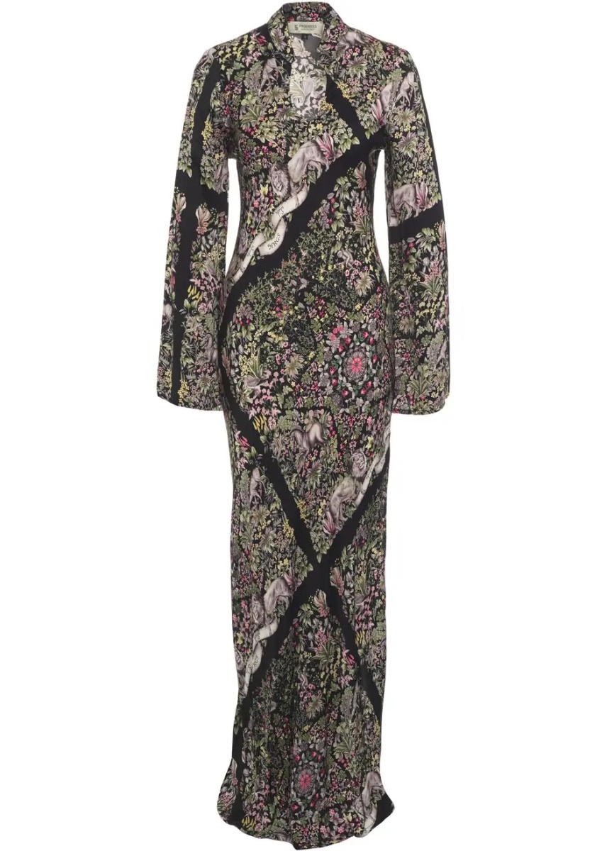 Rochii Satin maxi dress with print - Img 2