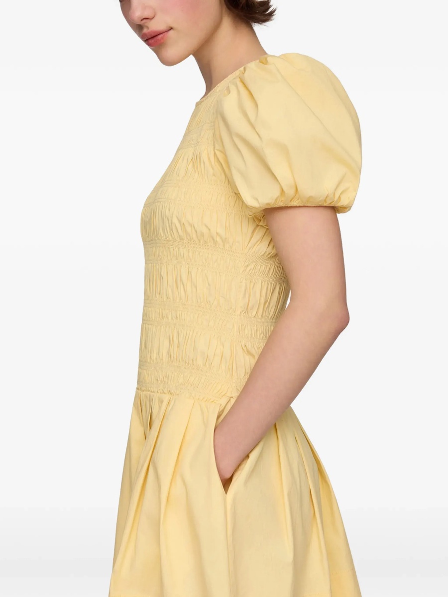 Rochii Stretch cotton mini Dress with balloon sleeves - Img 5