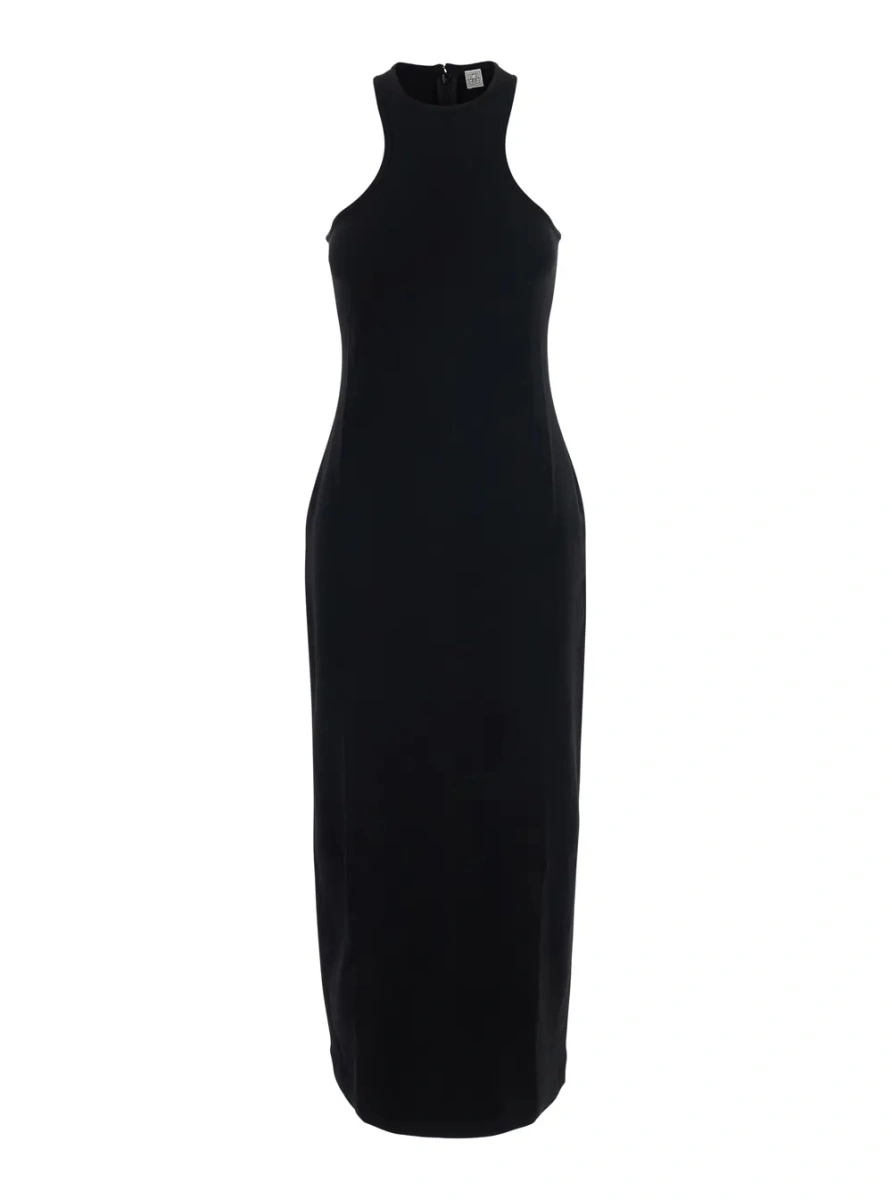 Rochii TOTÊME Black Long dress with racerback in wool blend for women - Img 3